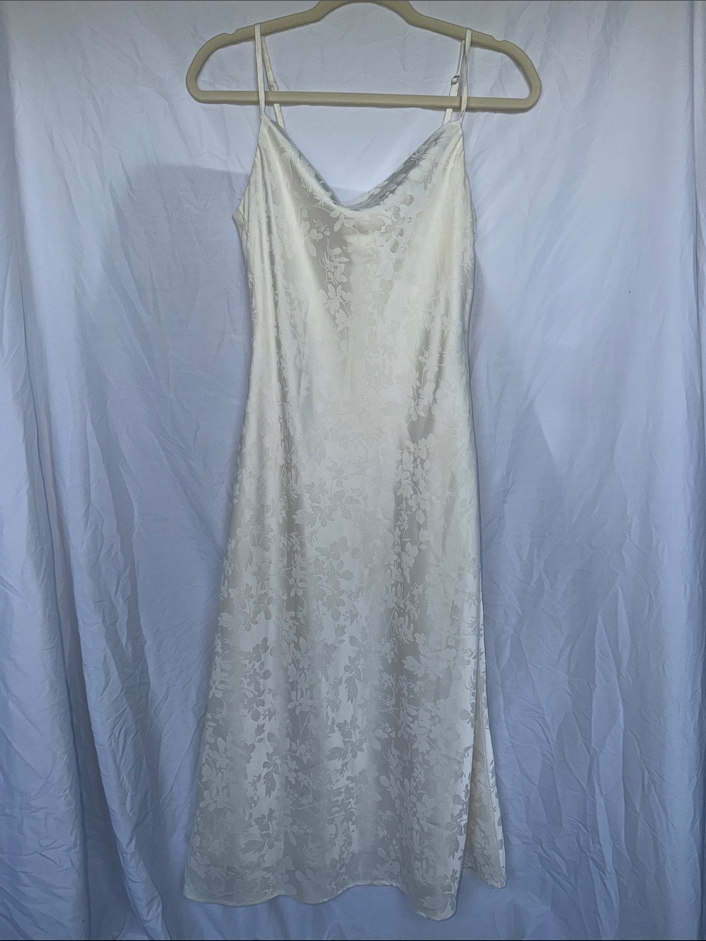 Altar'd State Cream Floral Jacquard Slip Midi Dress